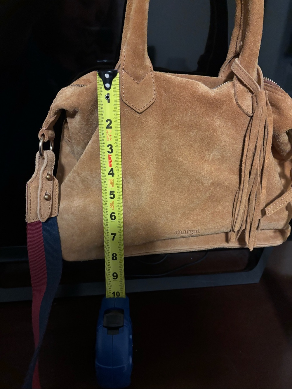 NWOT Margot New York Tan Suede Fringe Satchel or crossbody bag - Picture 7 of 9